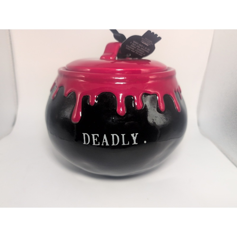 NWT2026 Rae Dunn "DEADLY" Black with Red Dripping Down Halloween Cookie Canister